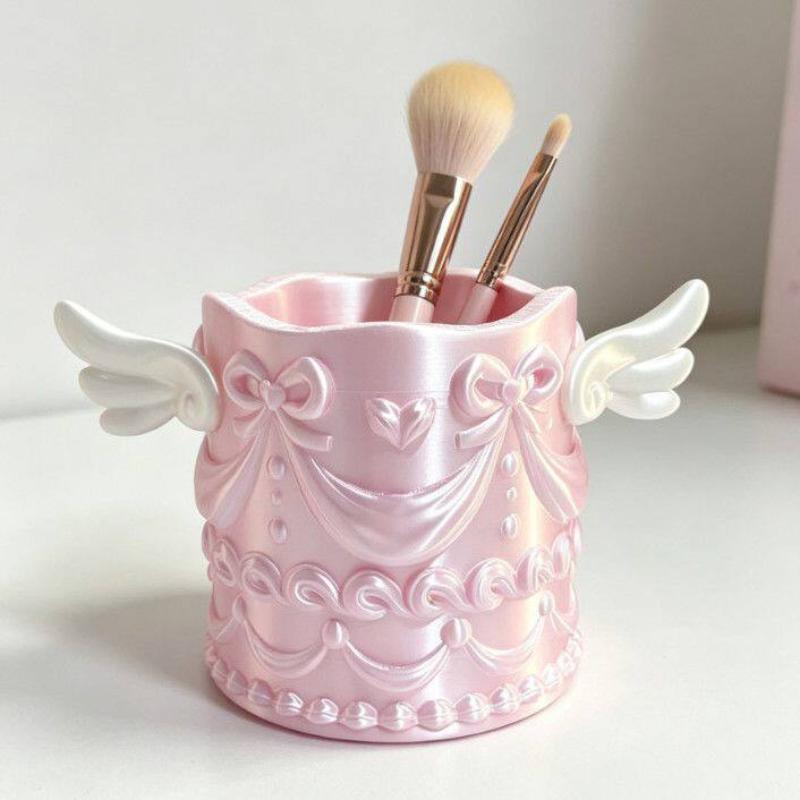 Luxury Skincare And Makeup Brands - ۞ ที่ใส่เครื่องสำอางหรูหราสำหรับผู้หญิง 1 ชิ้น ลายปีกนางฟ้า ผิวสัมผัสแบบผ้าไหม