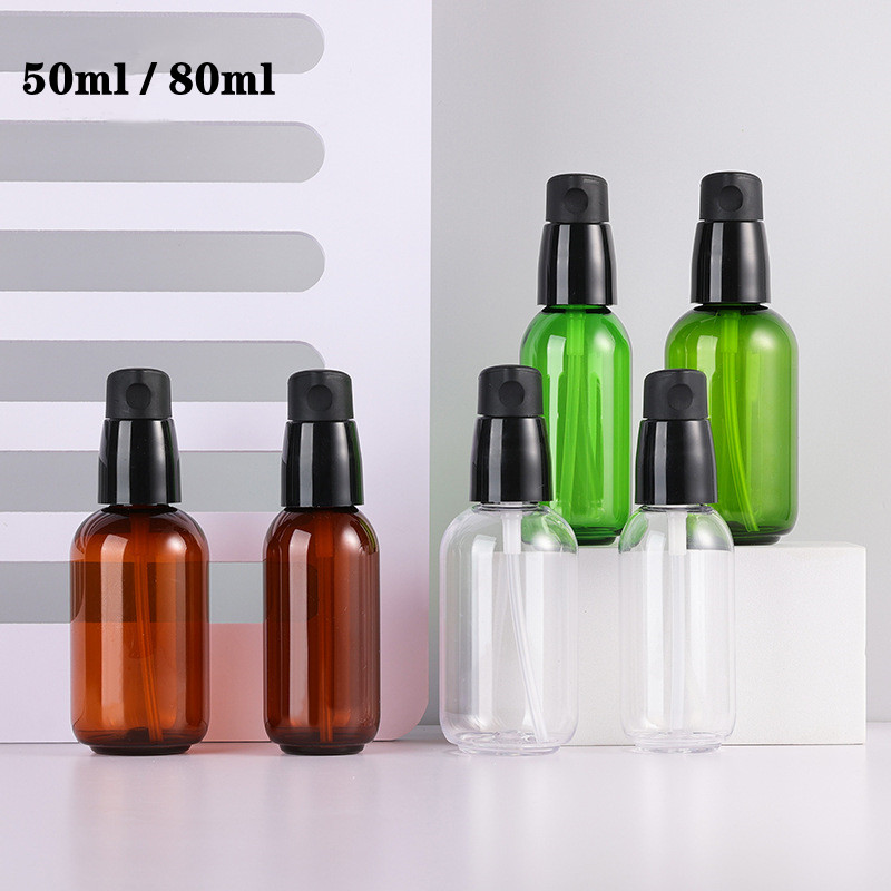 Luxury Skincare Packaging - ขวดโลชั่นพลาสติก PET สีเขียวใส สีน้ำตาล ขนาด 50