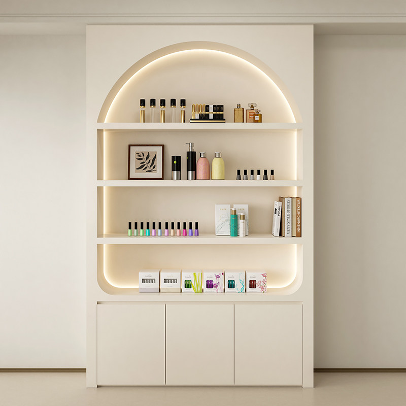 Luxury Skincare Shop - &ตู้โชว์สุดหรู ชั้นวางเครื่องสำอางบำรุงผิว ร้านเสริมสวย ที่จัดเก็บอุปกรณ์ทำเล็บ ร้านกาแฟ ตู้โชว์โอเม