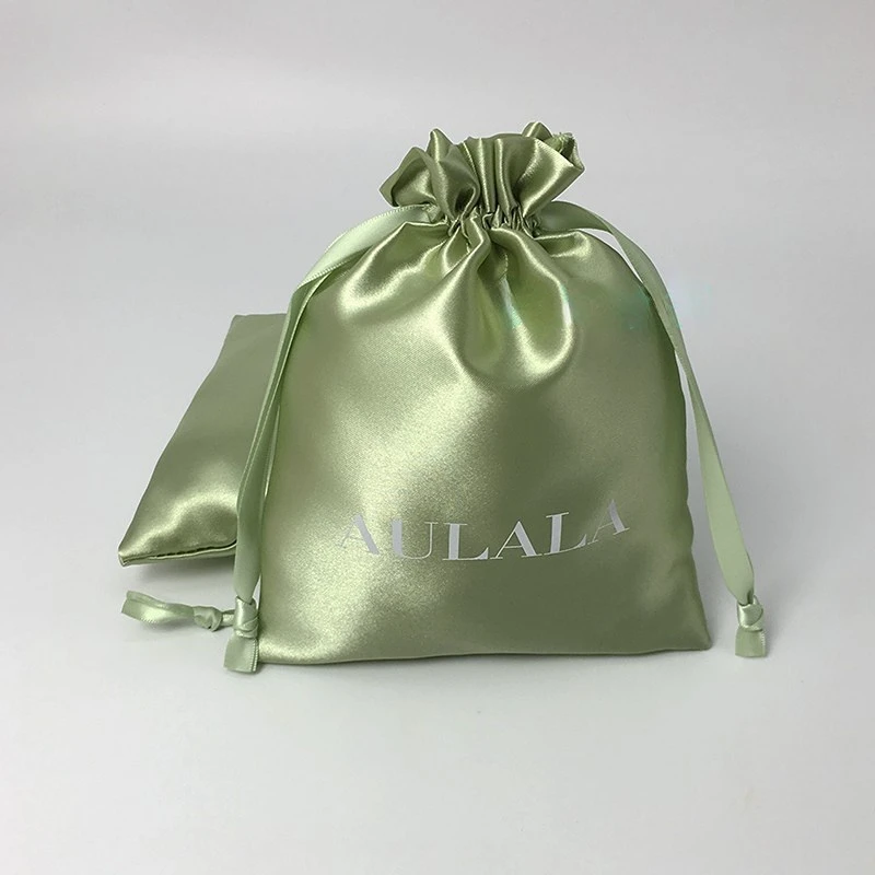 Luxury Skincare Packaging - ถุงผ้าซาตินพิมพ์โลโก้ตามสั่ง สำหรับบรรจุภัณฑ์เครื่องประดับ ถุงผ้าไหมรูดเชือก ใส่ขนม ของขวัญ เครื่องสำอาง