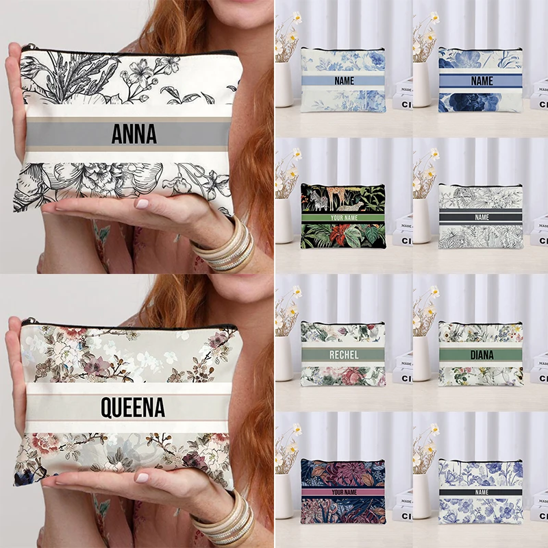 Luxury Skincare And Makeup Brands - Custom ชื่อ Vintage แต่งหน้ากระเป๋าของขวัญเพื่อนเจ้าสาวอินเทรนด์ดอกไม้ Travel เครื่องสําอางค์แบรนด์หรูห้องน้ํากระเป๋าด้านข้างสําหรับสุภาพสตรี